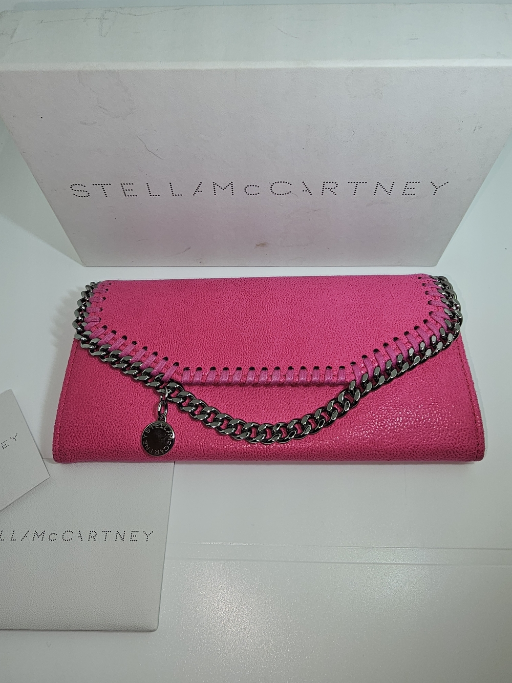 Stella McCartney Pink Fold-Over Chain Wallet With Box EUC